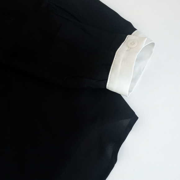 Lauren Conrad Women's Sheer Black Long Sleeve Blouse w Delicate Bow Accents XS - Picture 8 of 11